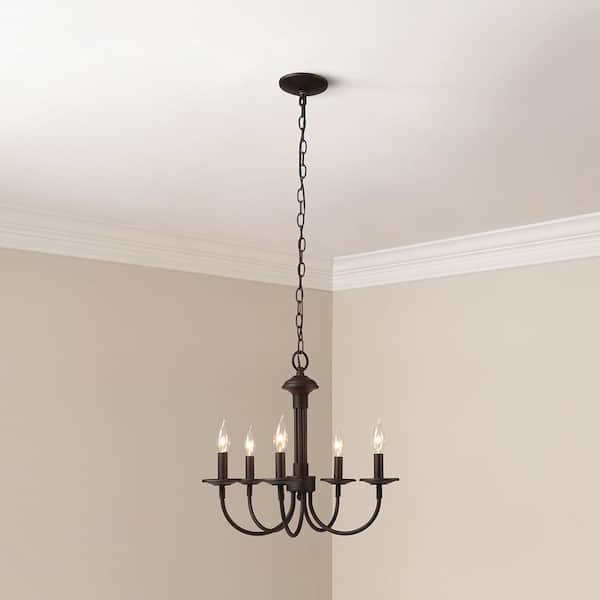 5-Light Oil Rubbed Bronze Candle Farmhouse Chandelier Light Fixture