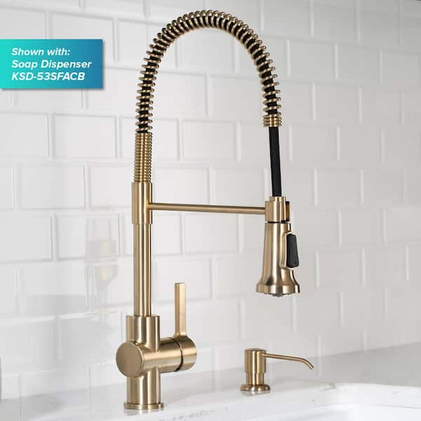Britt Single Handle Commercial Style Kitchen Faucet in Spot Free Antique Champagne Bronze