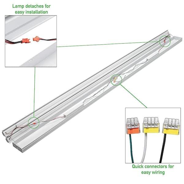8 ft. 450-Watt Equivalent Integrated LED White Strip Light Fixture  9000 Lumens 90-Watts 4000K Bright White (8-Pack)