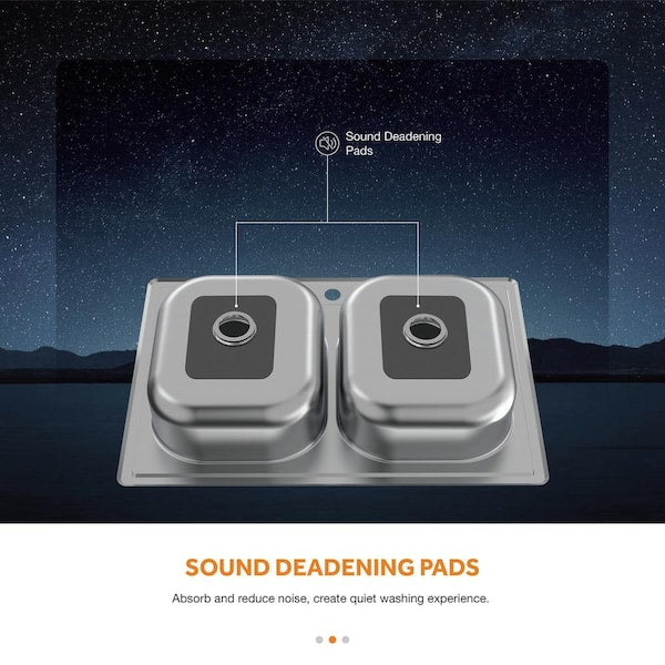 All-in-One Drop-In Stainless Steel 33 in. 4-Hole 50/50 Double Bowl Kitchen Sink with Faucet and Sprayer