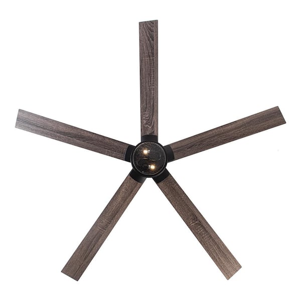 Barnn 65 in. Industrial Matte Black Downrod Mount LED Ceiling Fan with Lights and Remote Control