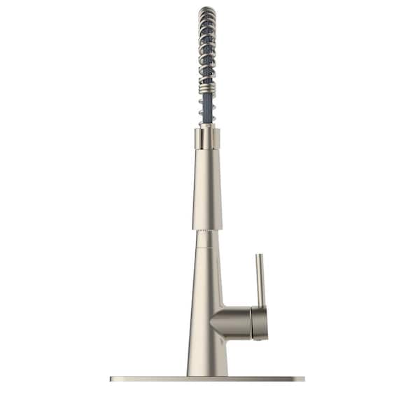 Brenner Commercial Style Single-Handle Pull-Down Sprayer Kitchen Faucet in Stainless Steel