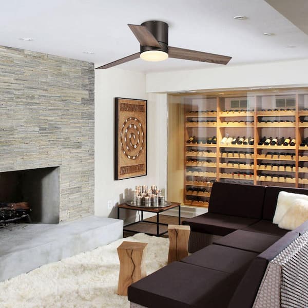 48 in. Color Changing Integrated LED Indoor Low Profile Bronze Ceiling Fan with Light and Remote Control