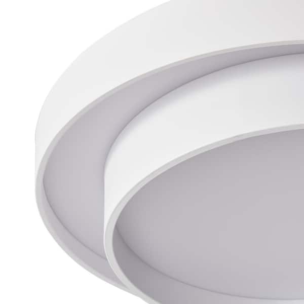 23.6 in. 1-Light White Smart Creative Design Drum 44-Watt LED Flush Mount Ceiling Lighting