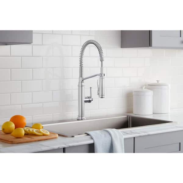 Linscott Single-Handle Coil Springneck Pull-Down Sprayer Kitchen Faucet in Stainless Steel