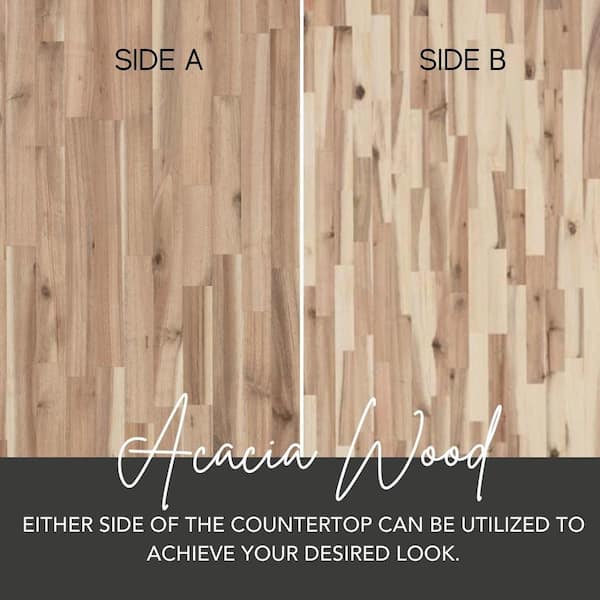 4 ft. L x 26 in. D Unfinished Acacia Solid Wood Butcher Block Countertop With Square Edge