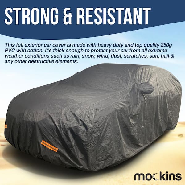 190 in. x 75 in. x 72 in. Extra Thick Waterproof Black SUV Car Cover - Heavy-Duty 250 g PVC Cotton Lined