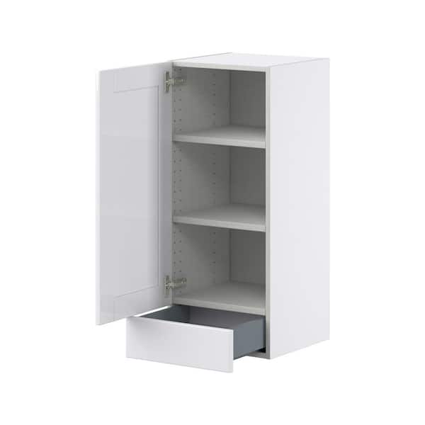 Mancos Glacier White Shaker Assembled Wall Kitchen Cabinet with 1-Drawer (15 in. W x 35 in. H x 14 in. D)