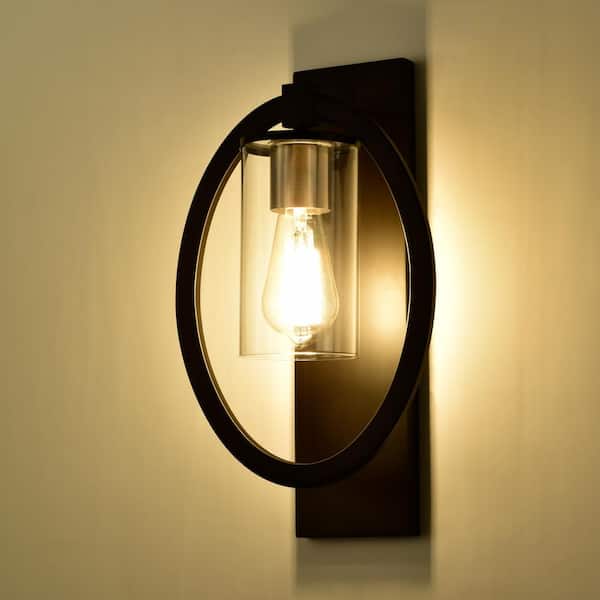 4.15 in. Black Sconce with Clear Glass Shade