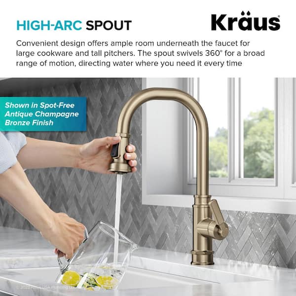 Allyn Transitional Industrial Pull-Down Single Handle Kitchen Faucet in Spot-Free Stainless Steel