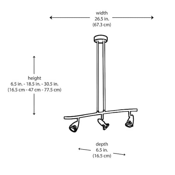 Stingray 2.2 ft. 3-Light Brushed Nickel Track Light Fixture