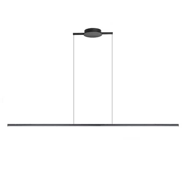 Neculina 47.24 in. 16-Watt 1-Light Integrated LED Black Tubed Island Linear Pendant Light with Dimmable 3000K