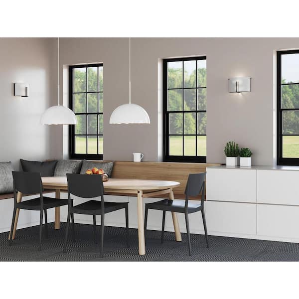 Modern Glass Sconce 12 in. 2-Light Matte Black Wall Sconce with Etched Glass Shade