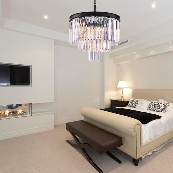 Annapolis 7 -Light Black Unique Tiered Chandelier with Crystal Accents