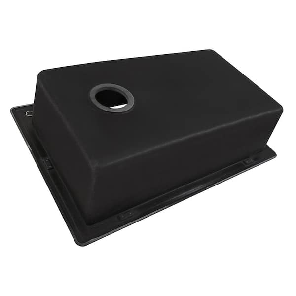 Midnight Black Granite Composite 33 in. x 22 in. Single Bowl Drop-In Topmount Kitchen Sink