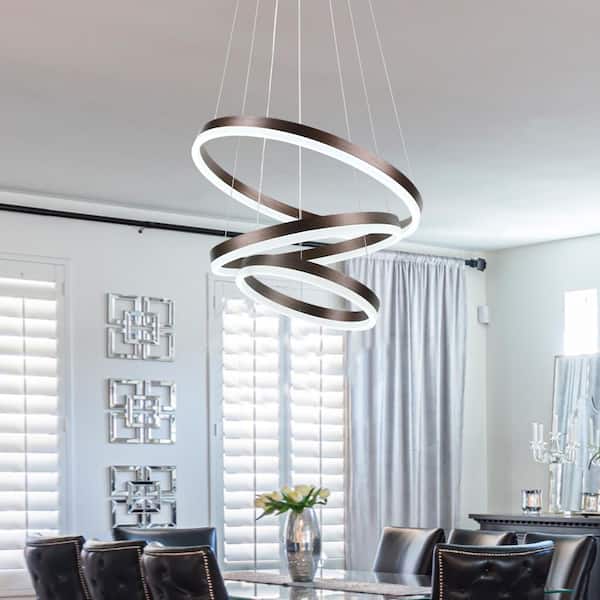 Carson 3-Light Integrated LED Brown Chandelier