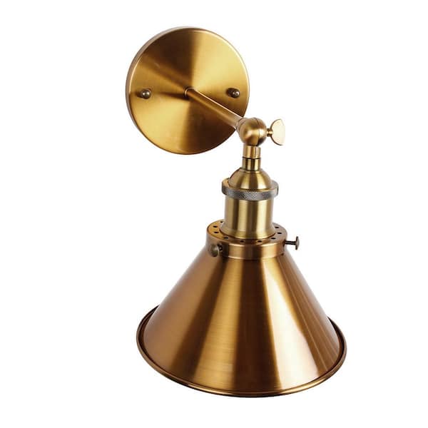 Rhem 7 in. 1-Light Brass Gold Wall Sconce Light