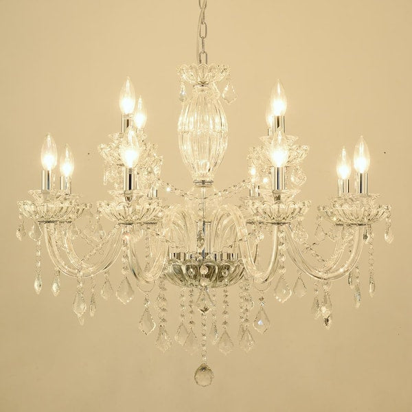 Atlanta 12-Light Clear Candle Style Traditional Chandelier with Crystal Accents