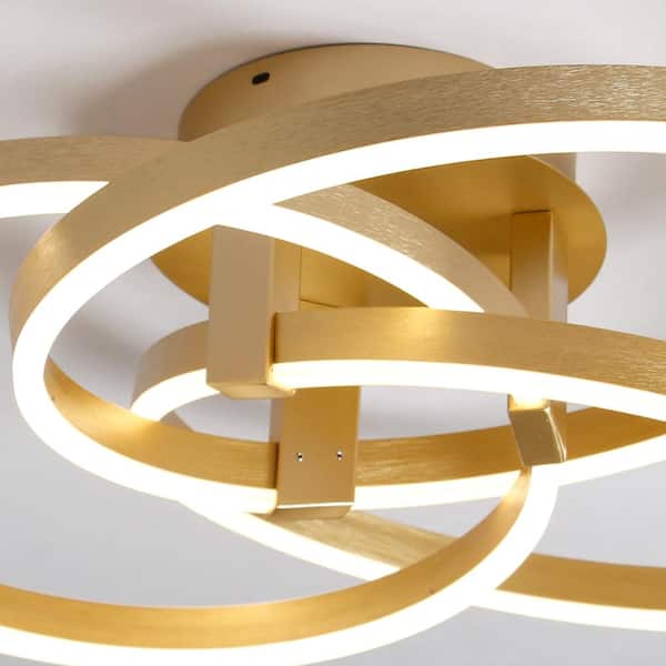 24 in. 3-Light Gold Dimmable Integrated LED Semi-Flush Mount