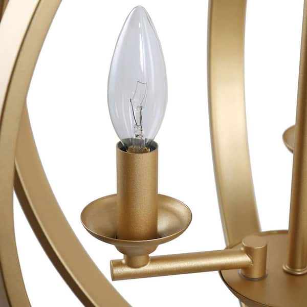 Modern Chandelier Pendant Light 3-Light Gold Globe Cage Dining Room Chandelier