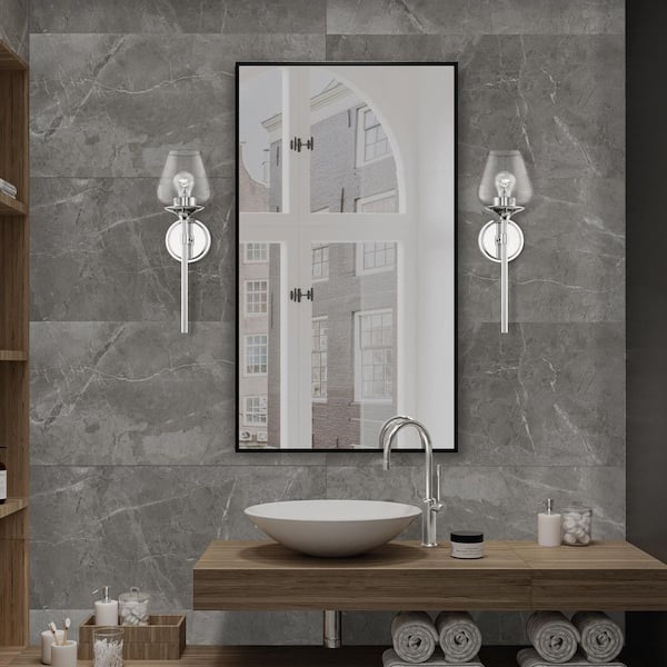 Willow 1-Light Polished Chrome Wall Sconce with Clear Glass