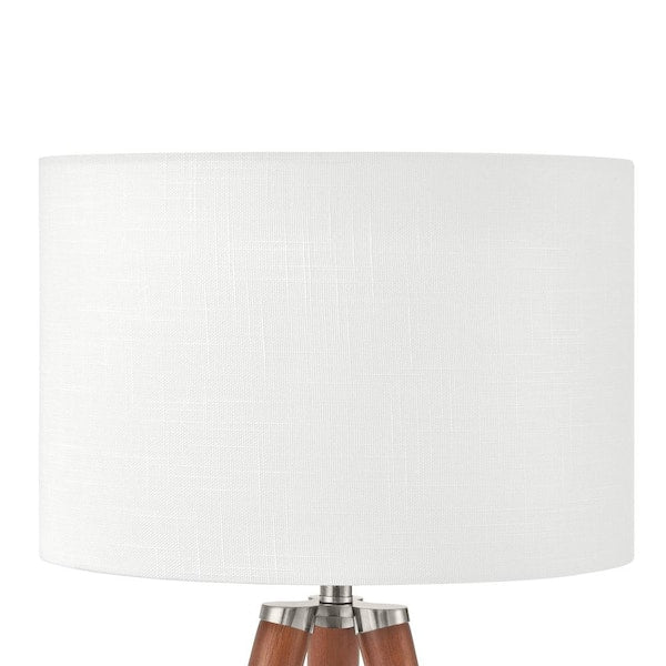 Drakewood 26 in. Walnut Wood Tripod Table Lamp