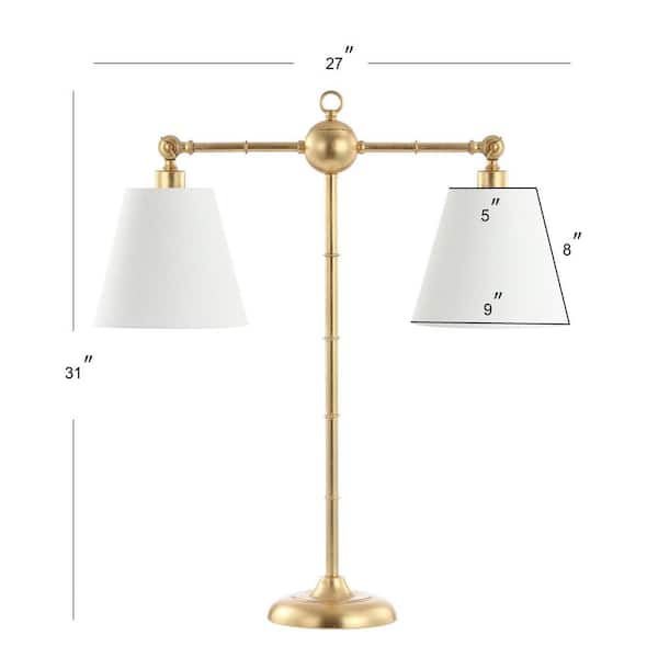 Ruth 2-Light 31 in. Gold Leaf Library Metal LED Table Lamp