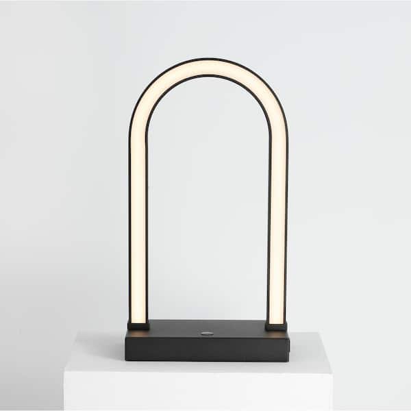 LUCĒ By Mercer Project - ARCO, 18 in. Modern LED Arched Table Lamp, 3000K, 834 Lumens, Matte Black