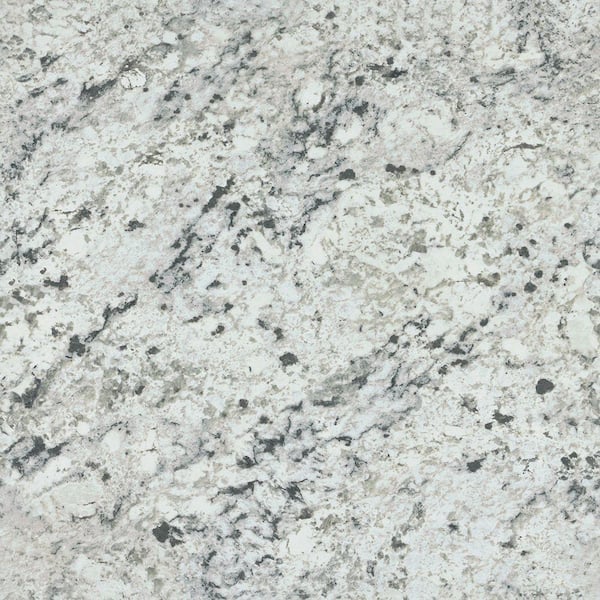 Custom Laminate Edge in White Ice Granite Matte with Waterfall Edge