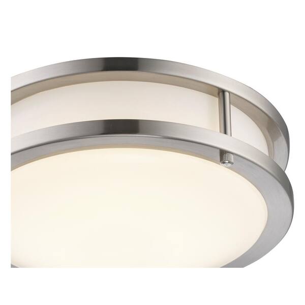Barnes 9.5 in. Integrated LED Brushed Nickel Flush Mount Ceiling Light Fixture with Acrylic Shade