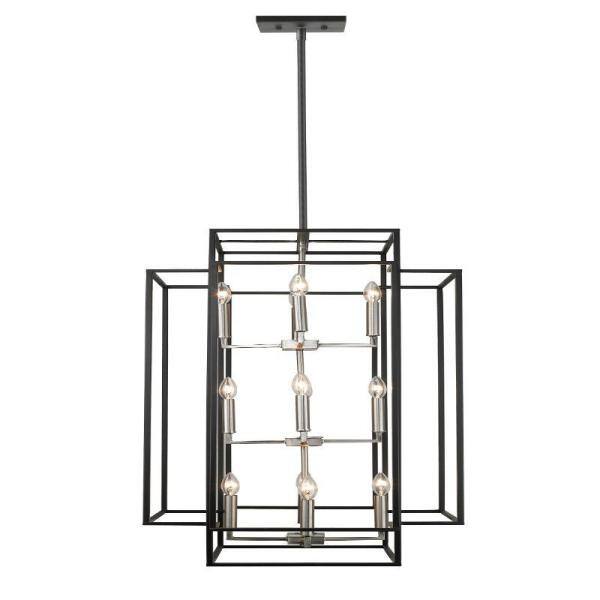 Tulla 12-Light Black and Brushed Nickel Candlestick Pendant