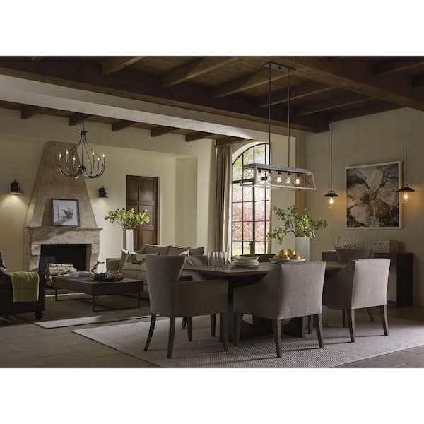 Briarwood Collection 5-Light Graphite Farmhouse Linear Island Chandelier Light