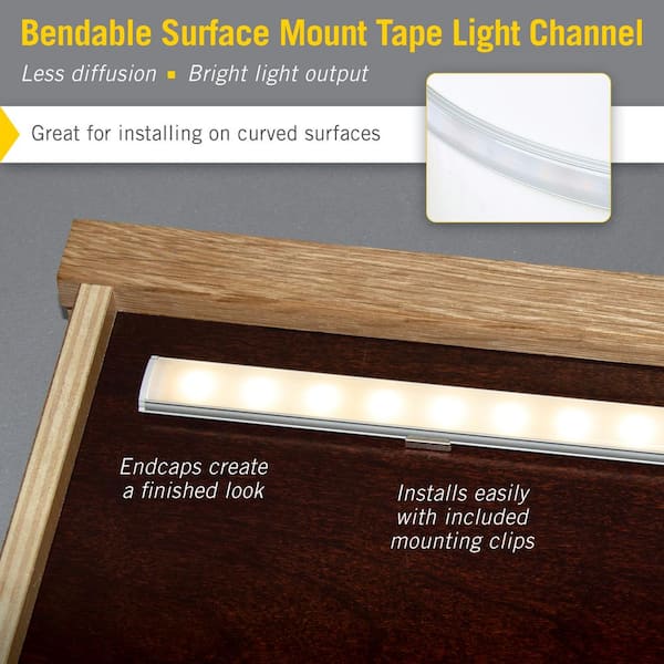 Bendable Surface Mount Tape Light Channel LED Mounting Hardware 5-Pack