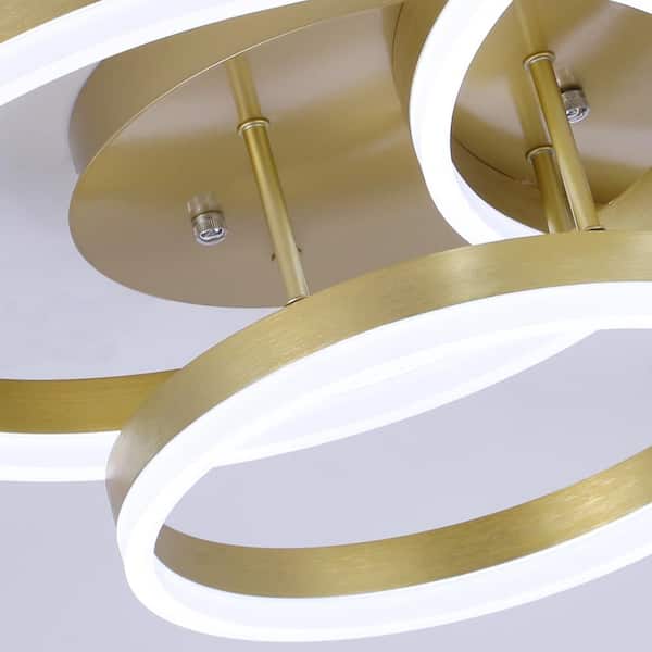 Carson 3-Light 31.8 in. Gold Cluster Circle LED Semi-Flush Mount