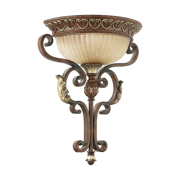 Villa Verona 1 Light Verona Bronze with Aged Gold Leaf Accents Wall Sconce