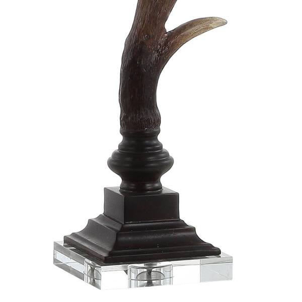 Antler 29.5 in. Rustic Resin/Crystal LED Table Lamp, Brown/Clear