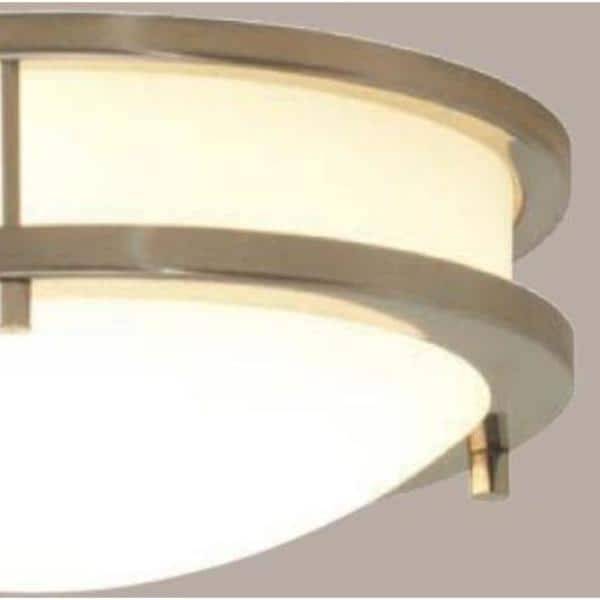 Flaxmere 12 in. Brushed Nickel Dimmable LED Integrated Flush Mount with Frosted White Glass Shade