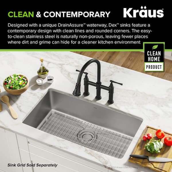 Dex 33 Undermount 16 Gauge Stainless Steel Single Bowl Kitchen Sink