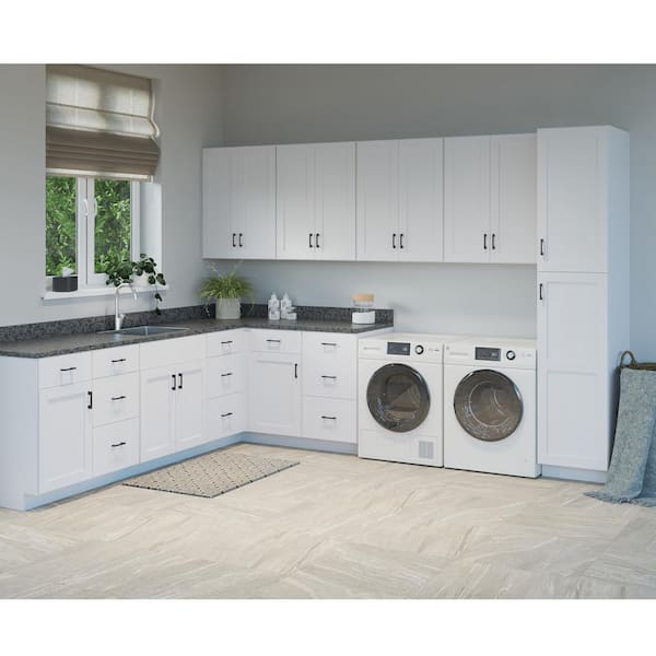Westfield Feather White Shaker Stock Assembled Wall Kitchen Cabinet (24 in. W x 12 in. D x 36 in. H)