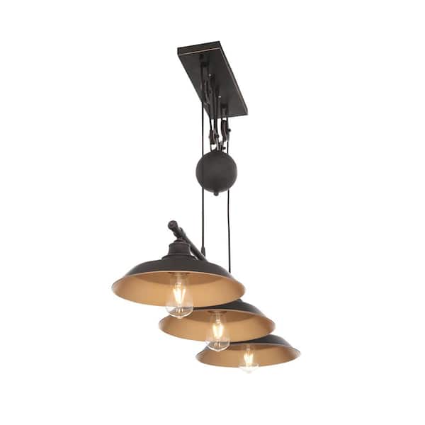 Iron Hill 3-Light Oil Rubbed Bronze Island Pulley Pendant