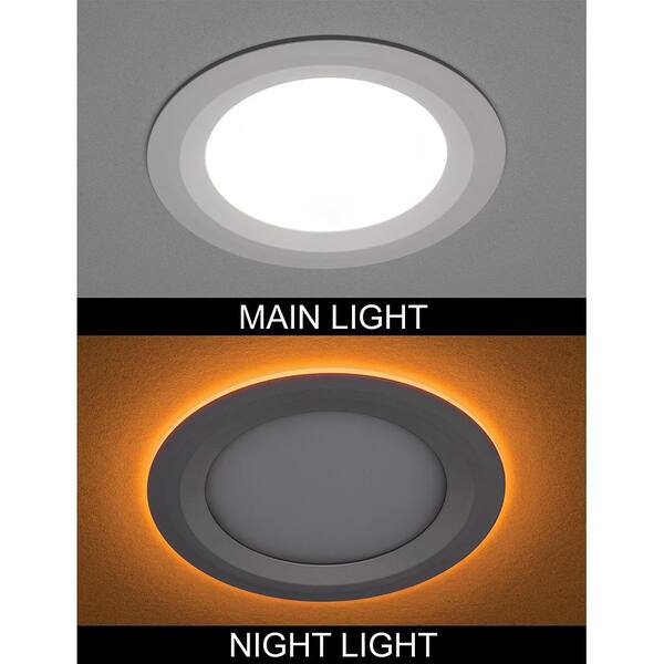 6 in. Canless Adjustable CCT Integrated LED Recessed Light Trim with Night Light 900 Lumens New Construction Remodel