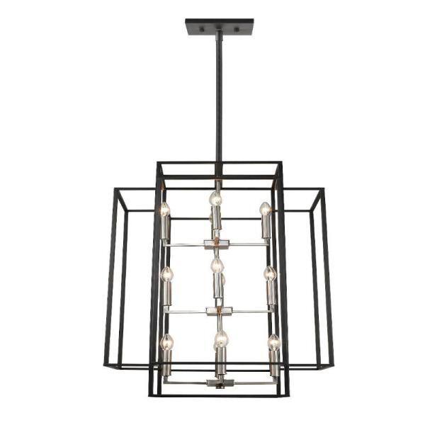 Tulla 12-Light Black and Brushed Nickel Candlestick Pendant
