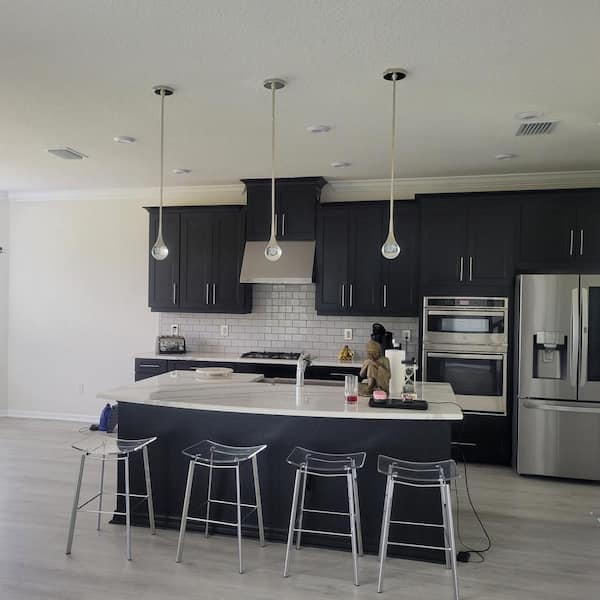 75-Watt Integrated LED Polished Nickel Pendant Light with Clear K9 Crystal