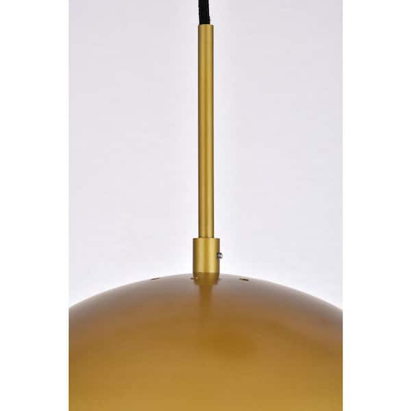 Timeless Home Ellie 1-Light Brass Pendant with Frosted Glass Shade