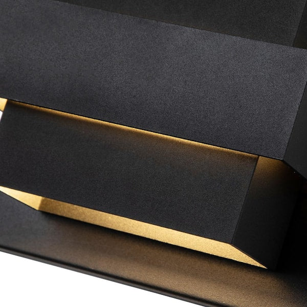 2-Light Matte Black Aluminum LED Wall Lantern Sconce