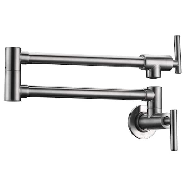 Braccia Series 24 in. Wall Mounted Pot Filler in Brushed Nickel