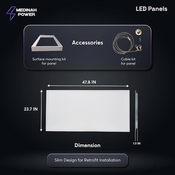 2x4 LED Back-Lit Panel, Adjustable Watt and CCT with 12V Aux and Usmart Cover (4-Pack)