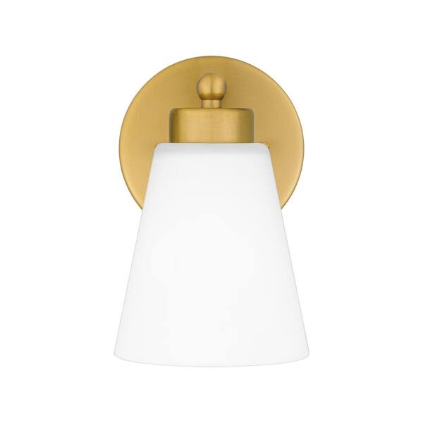 Eastburn 1-Light Gold Wall Sconce with Frosted Glass Shade