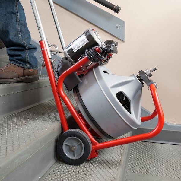 K-400 Drain Cleaning Snake Auger 120-Volt Drum Machine with C-32IW 3/8 in. x 75 ft. Cable + 4-Piece Tool Set & Gloves