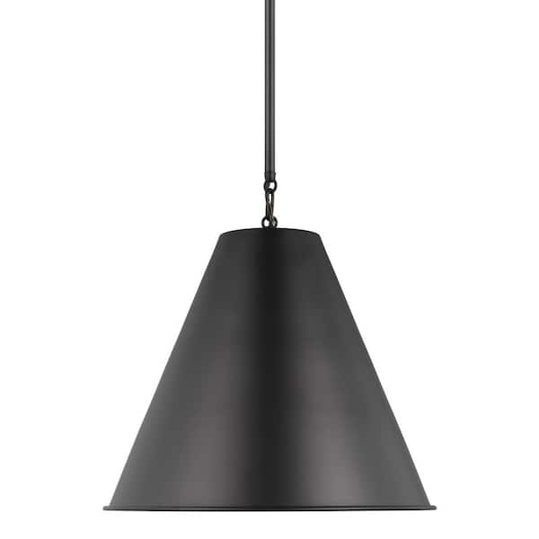 Gordon 1-Light Midnight Black Small Hanging Pendant with Steel Shade